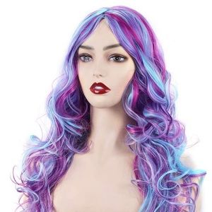 24” Rainbow Long Wavy Side Part Wig
